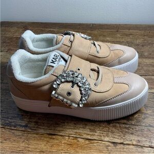 KARL LAGERFELD PARIS Buckle Retro Leather Sneakers